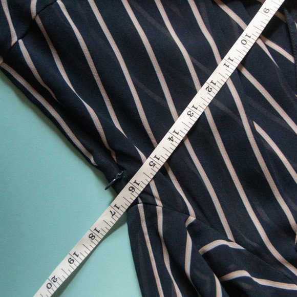 Rachel Roy Collection Navy Blue White Striped Long Sleeve Midi Length Dress Sz 6 - Picture 6 of 11